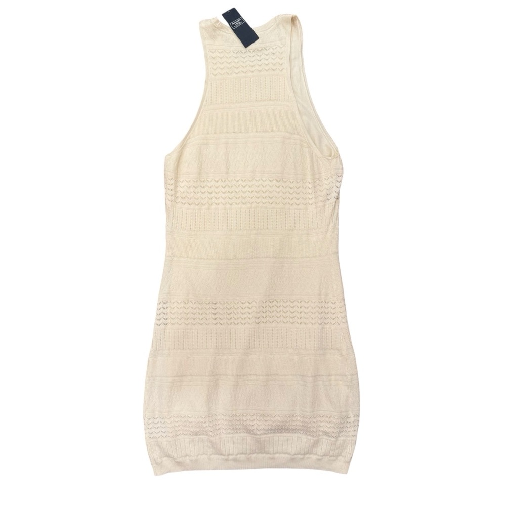Abercrombie & Fitch Women A-Line Dress Ivory Crochet Racerback Sweaterdress